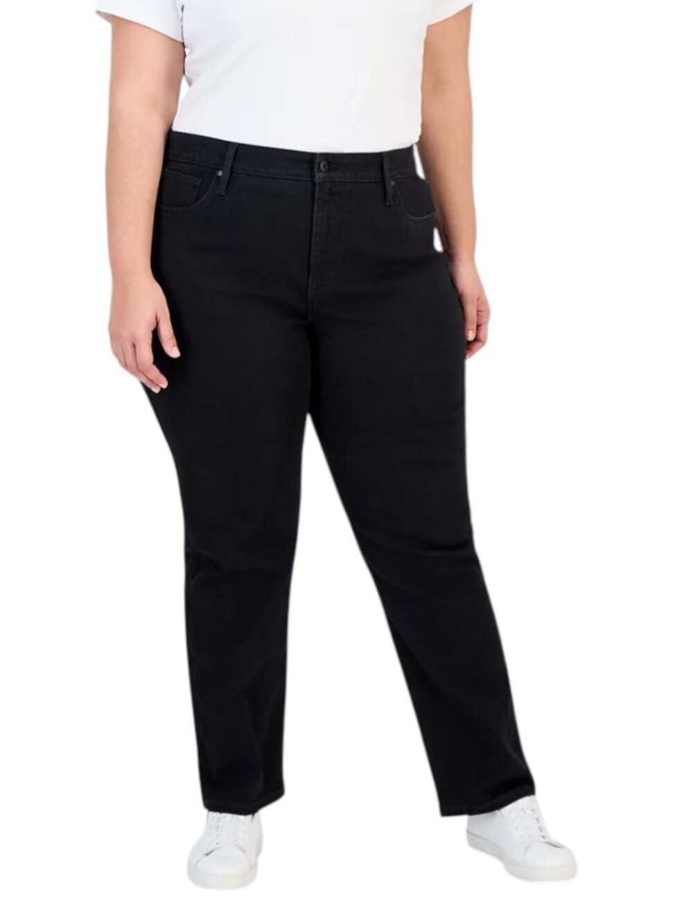 Style & Co Plus Size High-Rise Straight-Leg Jeans - 24W Dark Black NWT
